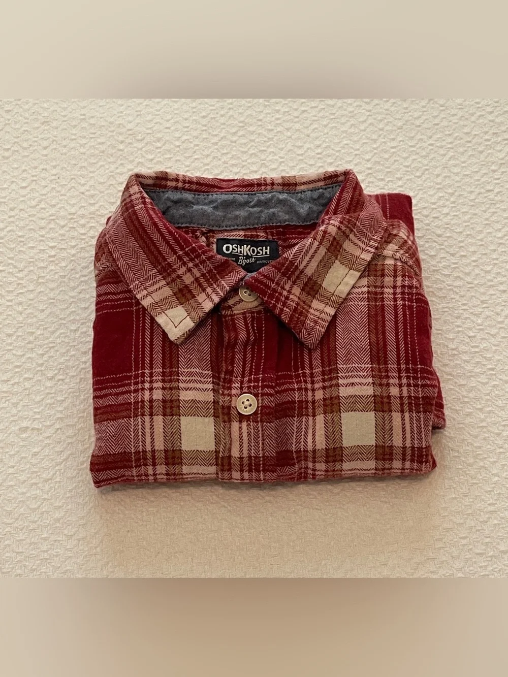 OshKosh B'gosh 100% COTTON plaid flannel button up shirt boys size 12